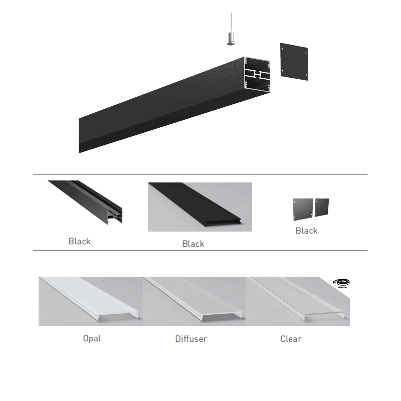 Black Anodized Aluminum LED Diffuser Ceiling Channel For LED Rope Lighting Black Anodized Aluminum LED Diffuser Ceiling Channel For LED Rope Lighting